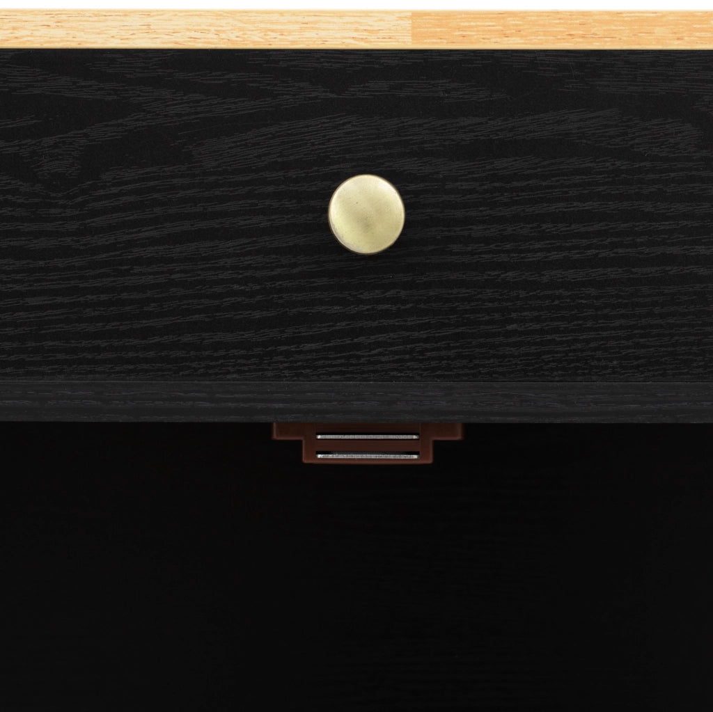 Credenza in MDF con 3 cassetti e piano color legno, nera