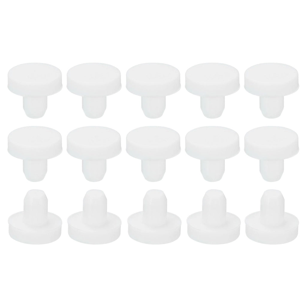 Tappi in gomma di silicone, bianchi, confezione da 15 pezzi, per fori da 5,5-6 mm