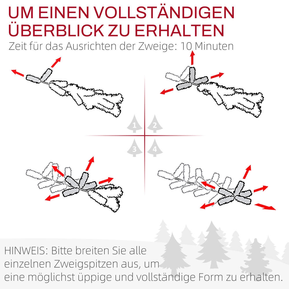 Albero di Natale artificiale 150 cm con rami ignifughi e supporto in metallo, montaggio rapido per casa