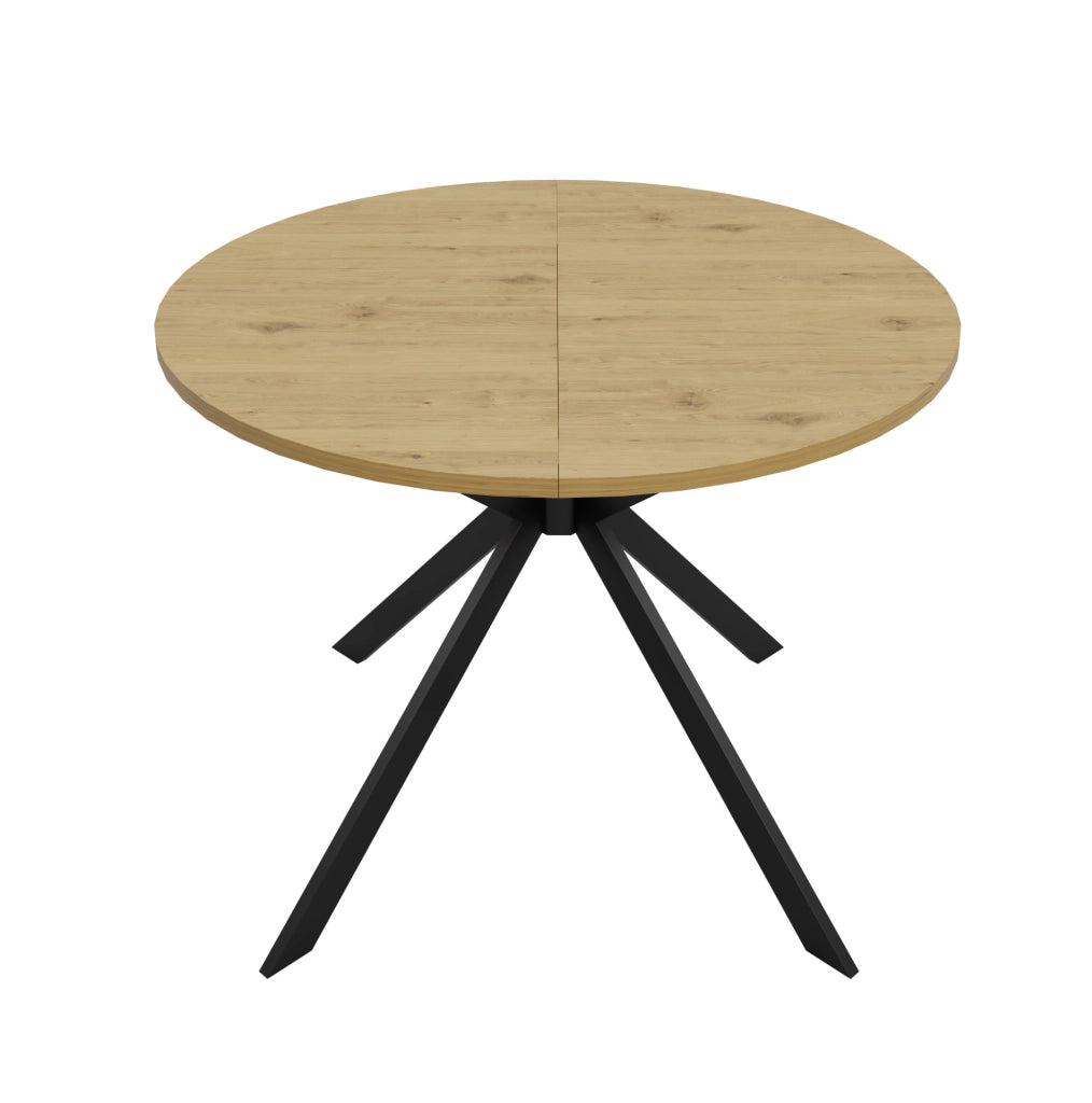 Tavolo da pranzo allungabile; con prolunga interna e 4-6 posti 140x100x75 cm; in MDF color legno con gambe in metallo