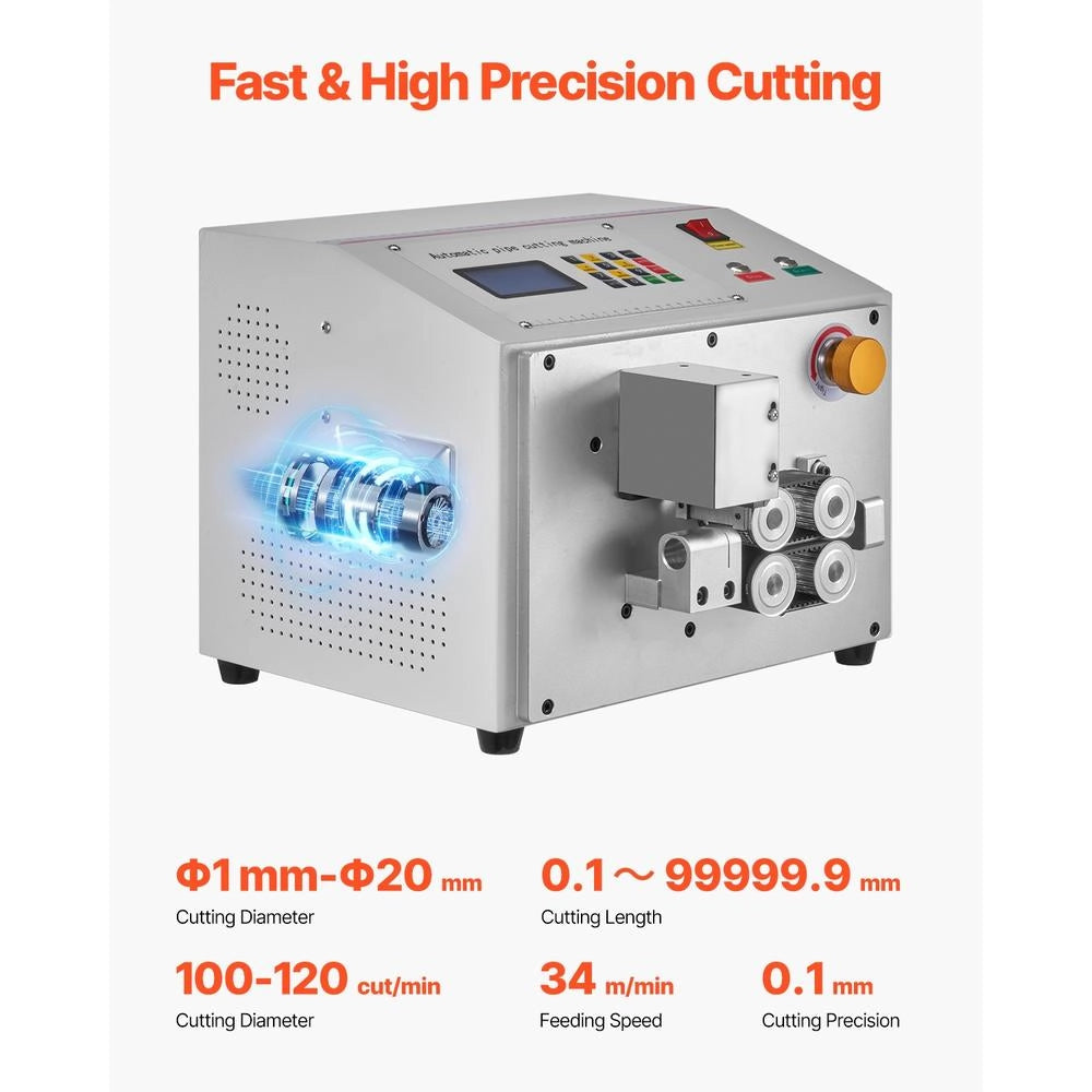 YG-20 Macchina Automatica per Taglio Tubi con Display LCD Tagliatubi Termoretraibile per PVC PE Silicone Diametro 1-20 mm per Officina