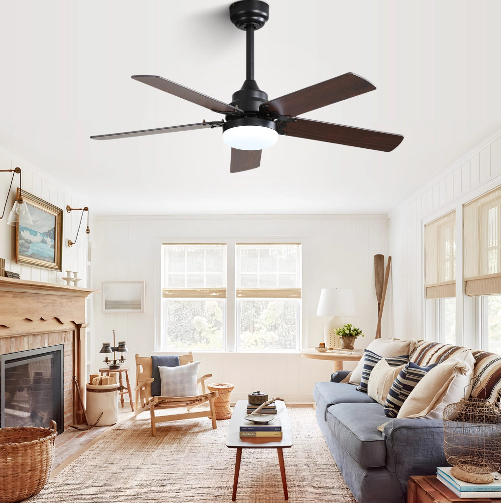 VENTILATORE da soffitto 106,68 cm con LED 18 W e telecomando, MDF nero opaco