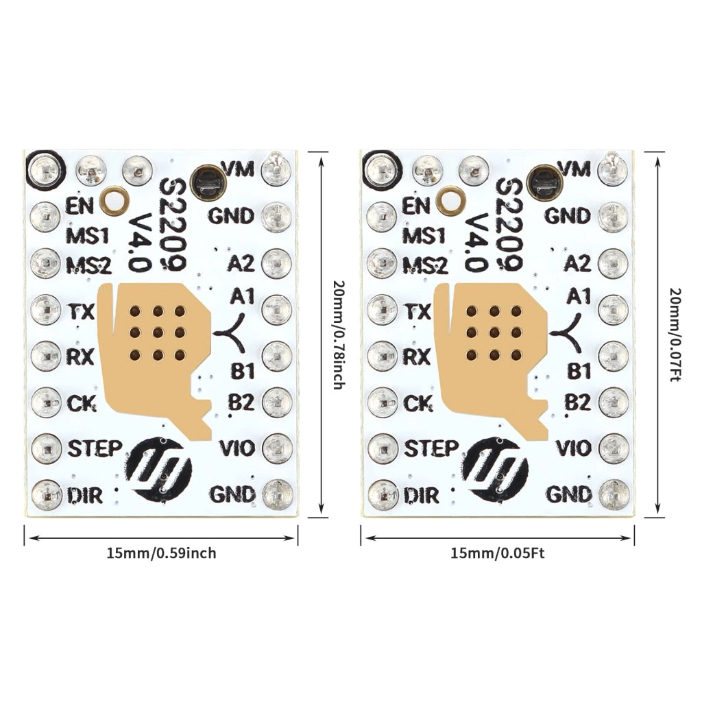 Driver per motori passo-passo TMC2209 V2.1, confezione da 5 pezzi, 256 microstep, 2,8 A, colore bianco
