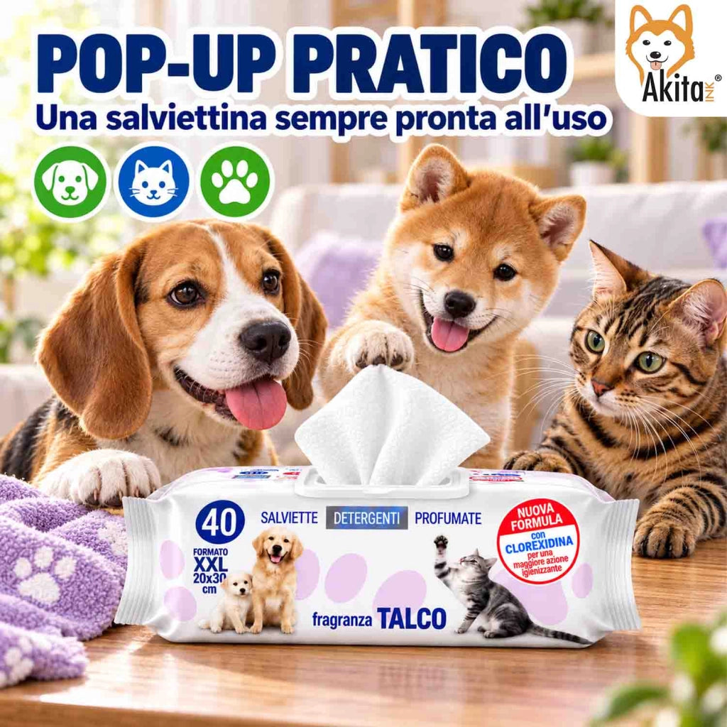 Akitaink Salviettine Pets Talco 12 Pack 480 Pz Clorexidina