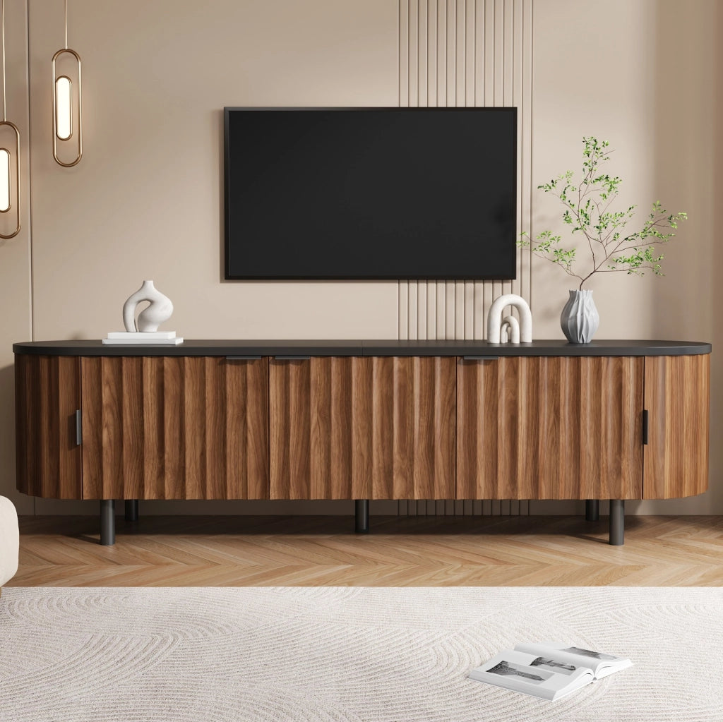 Mobile TV in MDF color noce con 5 ante e frontali scanalati
