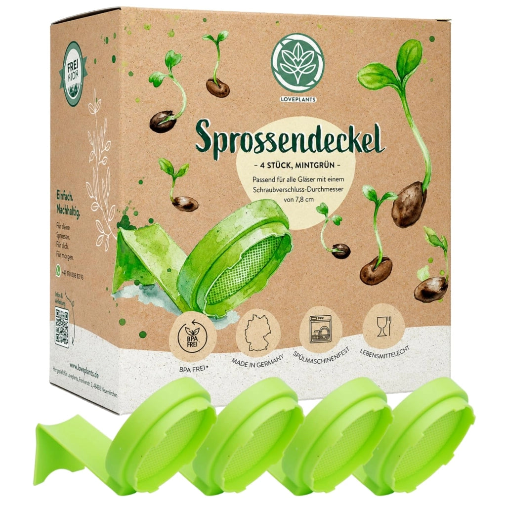 Set di coperchi a pressione, 4 pezzi, diametro 86 mm, per vasetti di vetro, in ABS, colore verde menta