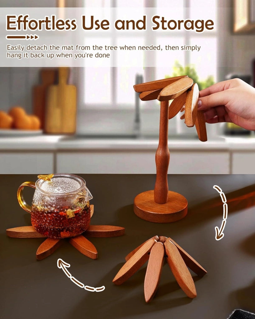 Set di 3 sottobicchieri in legno, 8 cm, per bicchieri e tazze