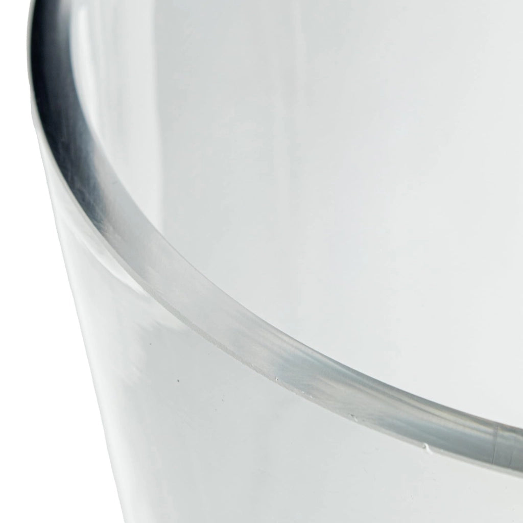 Vaso in vetro trasparente, dimensioni 10x10x34 cm