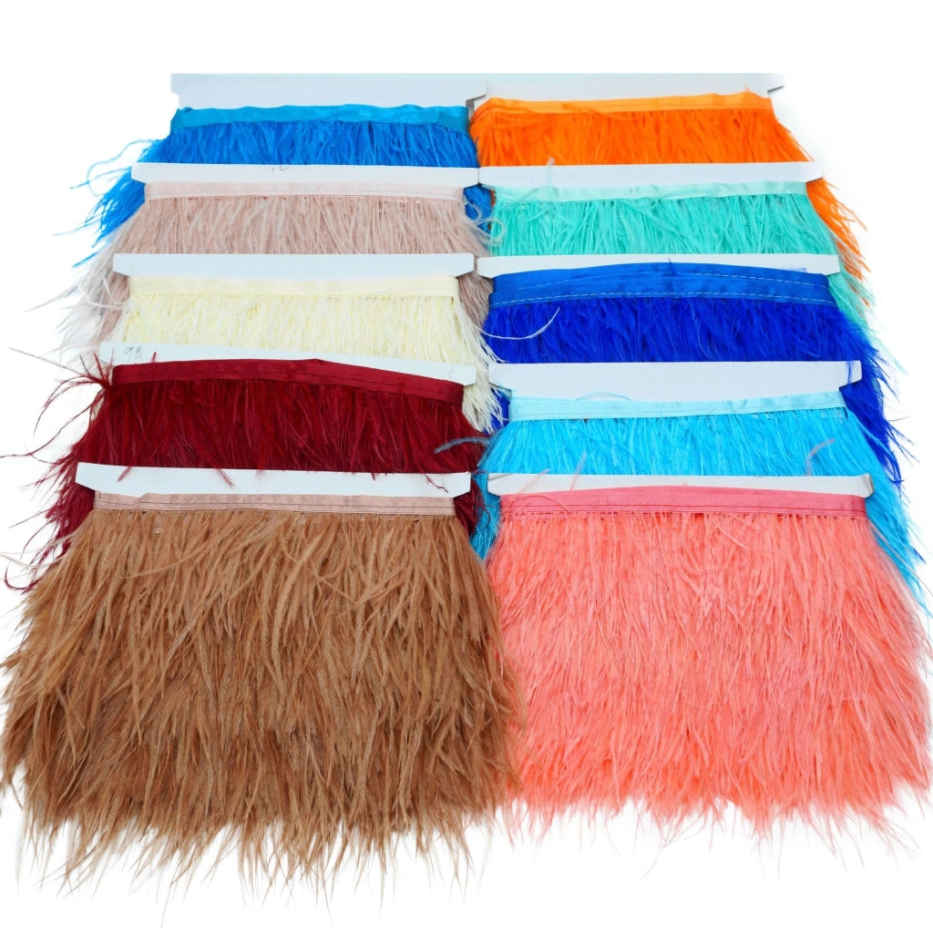 Bordura naturale in piume di struzzo larga 10-15 cm con frange, 3 m, verde frutto per fai-da-te, cucito, costumi, decorazioni