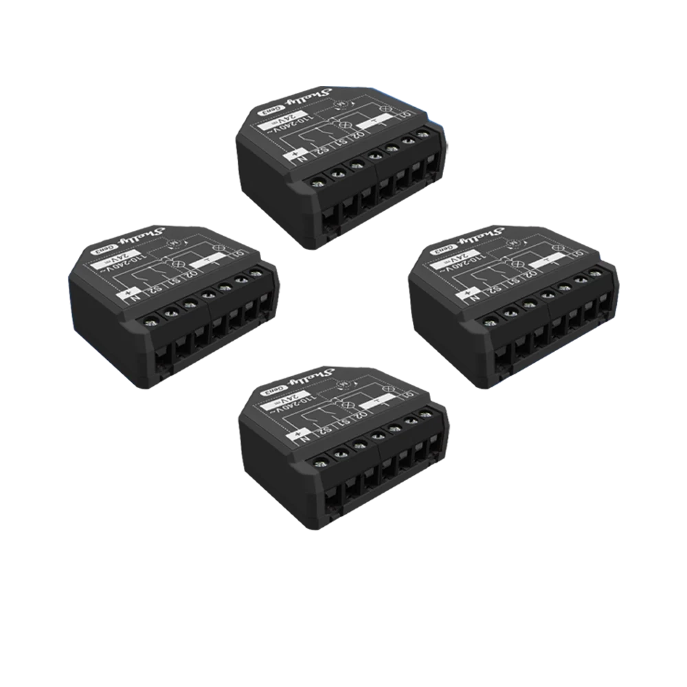 Shelly 2PM Gen3 Confezione da 4 Relè Smart Wi-Fi 2 Canali per Tapparelle e Luci con Misurazione Consumi