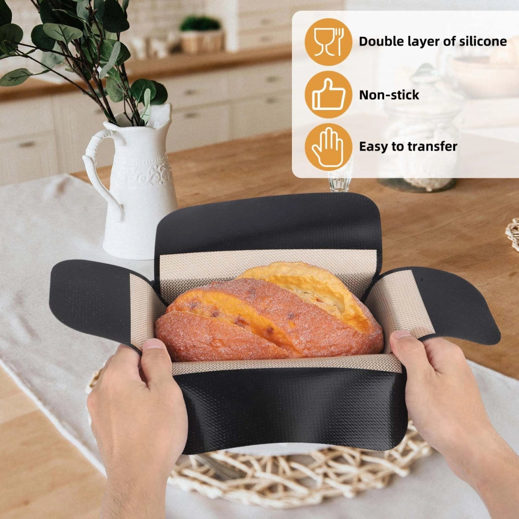 Stampi in silicone per pane, set da 2, antiaderenti, 49 x 39 cm, neri/beige