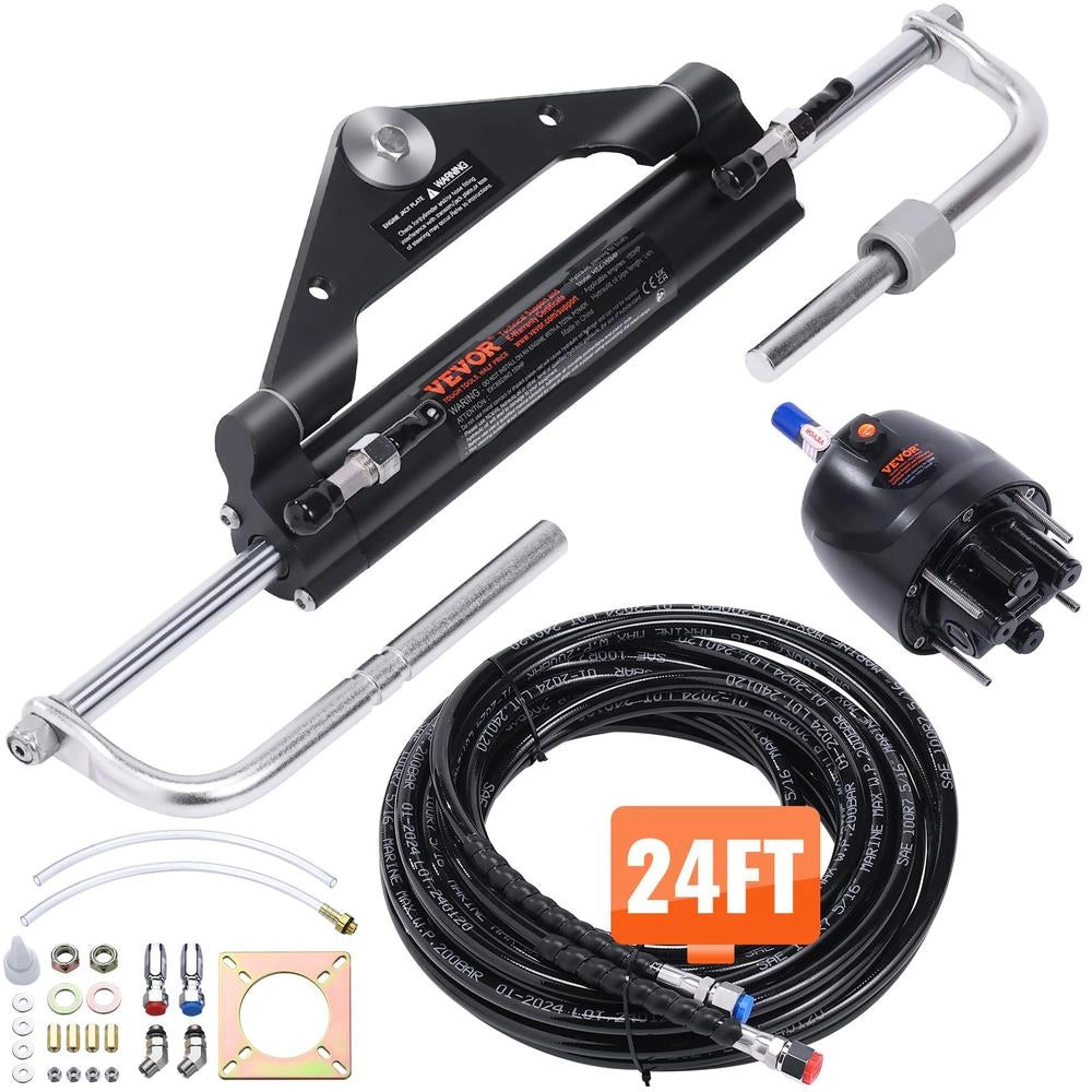 Kit Timoneria Idraulica Fuoribordo HSX-150HP per Barche fino a 150 HP con Pompa Cilindro e Tubo 24 Piedi Robusto