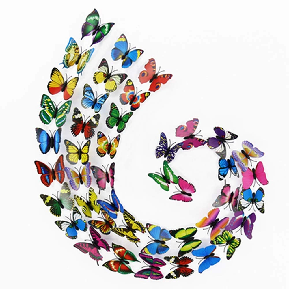 200 adesivi 3D a forma di farfalla, colorati, di 7 cm, per la decorazione delle pareti