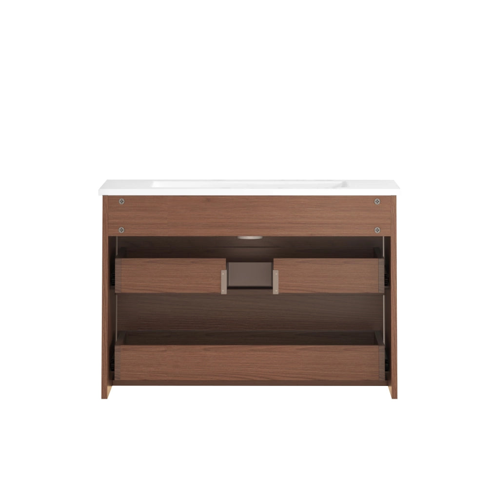 Mobile bagno 75 cm in MDF marrone rossiccio con 2 cassetti