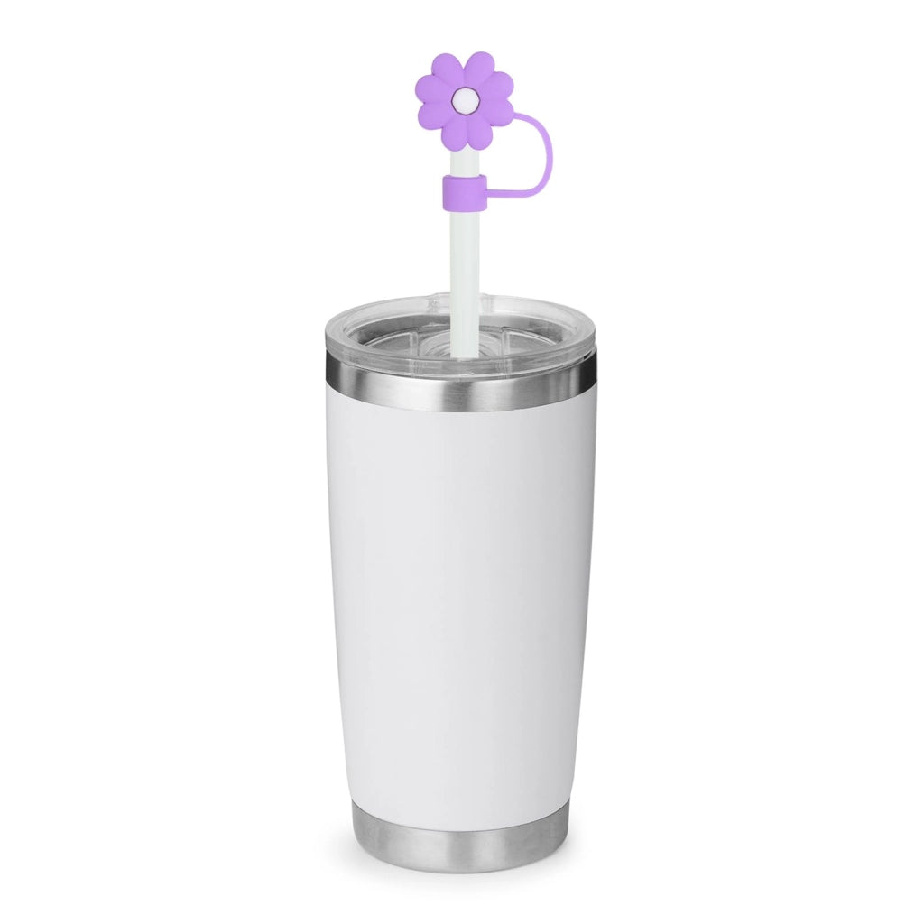 Set di 5 coperchi in silicone per cannucce, diametro 10 mm, colorati, a forma di fiore