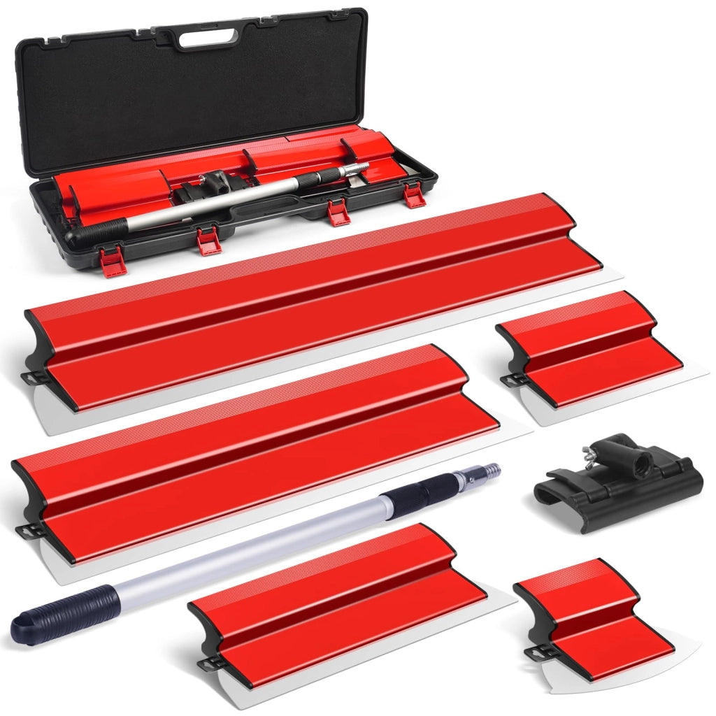 Set di spatole per rasatura per cartongesso, 15+25+40+60+80 cm spatole per rasatura e asta telescopica 70-150 cm