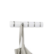 Gancio appendiabiti con 5 ganci estraibili, 40 cm, bianco e argento