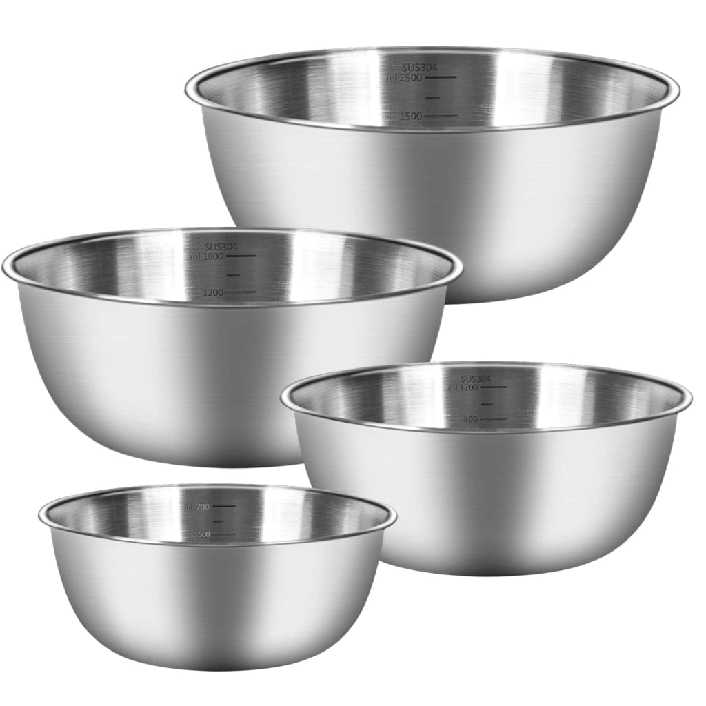 Ciotole da cucina in acciaio inossidabile, set da 4, 0,7–2,5 l, impilabili