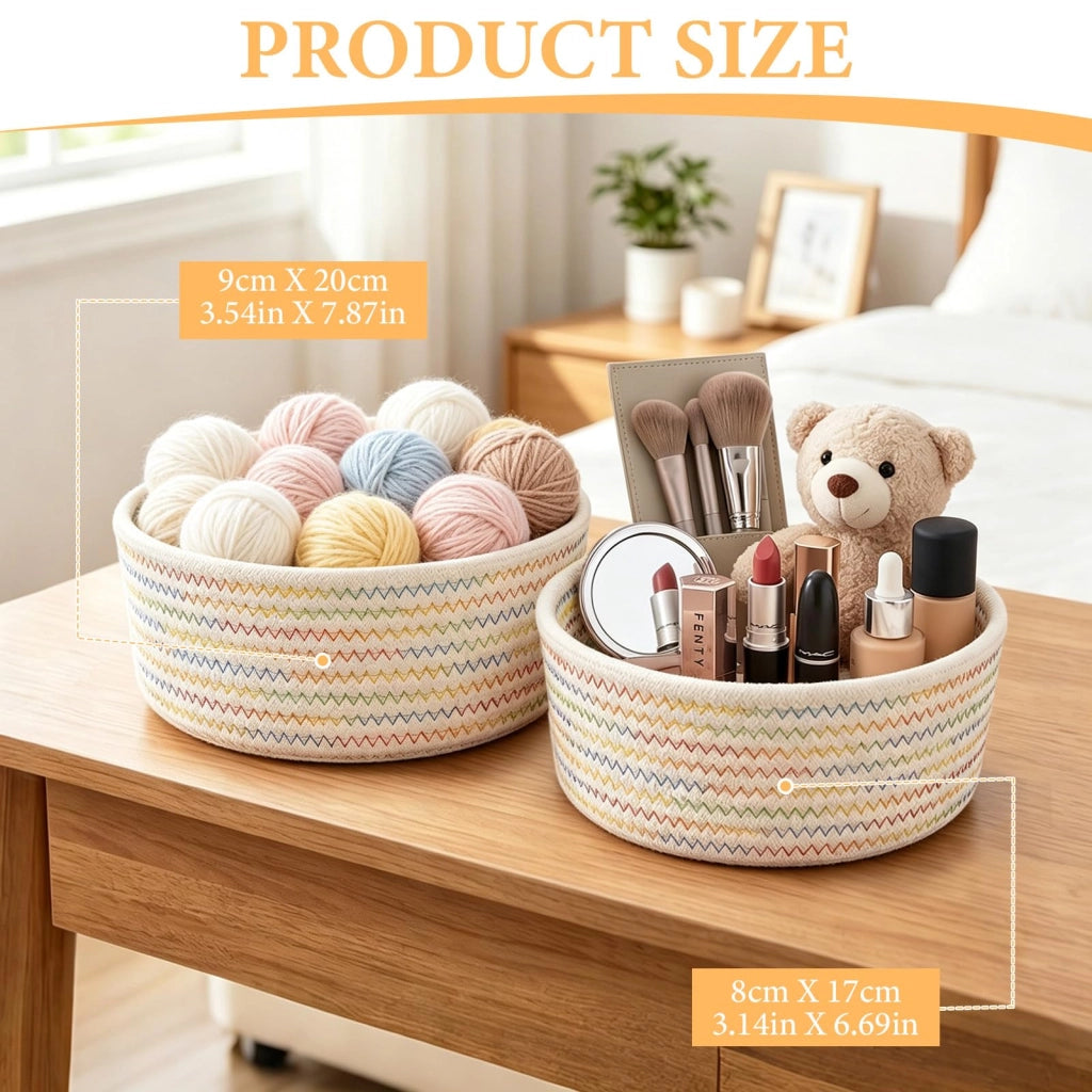 Set di 2 cesti intrecciati, multicolore