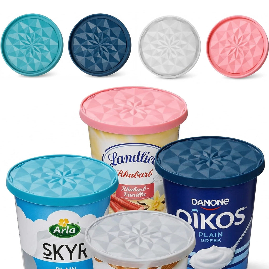 Set di 4 coperchi in silicone per yogurt, a prova di perdite e multifunzionali