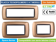 PLACCA IN TECNOPOLIMERO DI COLORE ORO SATINATO COMPATIBILE CON SERIE BTICINO LIVING- ETTROIT - Numero Moduli:7 moduli