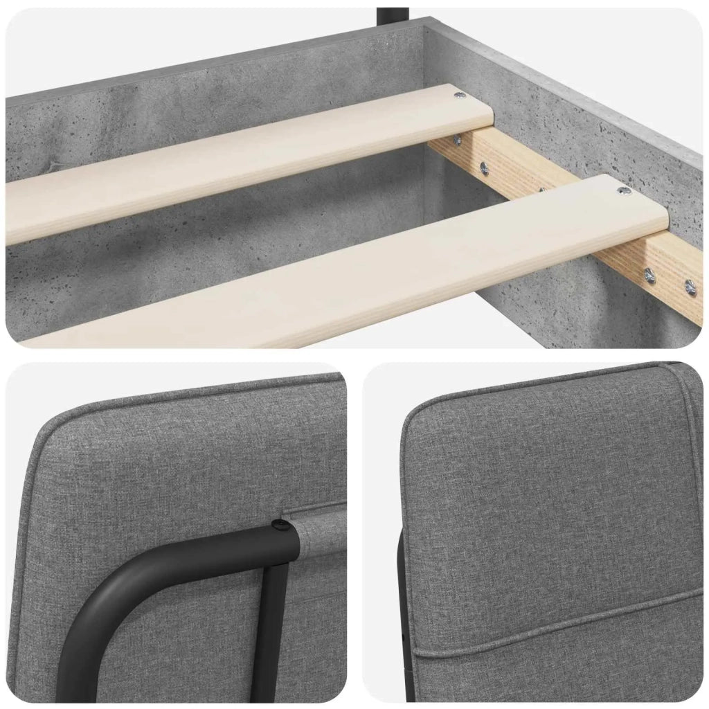 Letto singolo con testiera Grigio Cemento e Grigio Chiaro 8003136