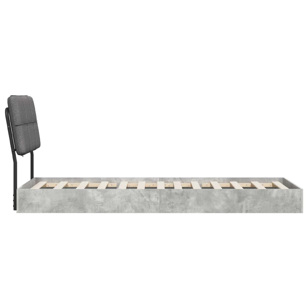 Letto singolo con testiera Grigio Cemento e Grigio Chiaro 8003136