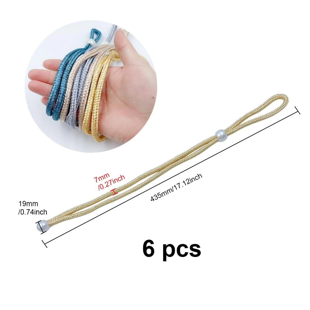 6 fermarulli per tende intrecciati, 40 cm, color oro chiaro
