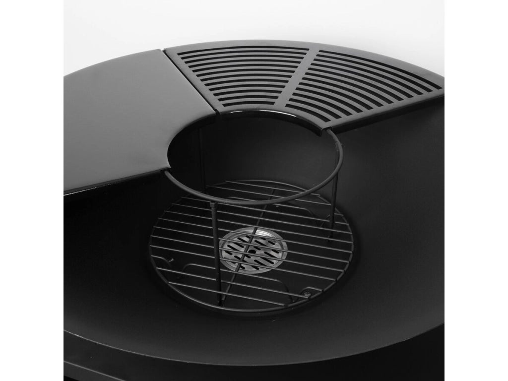 Barbecue a carbonella e legna con piastra e braciere "Maréchal" - Ø 81 cm - Nero