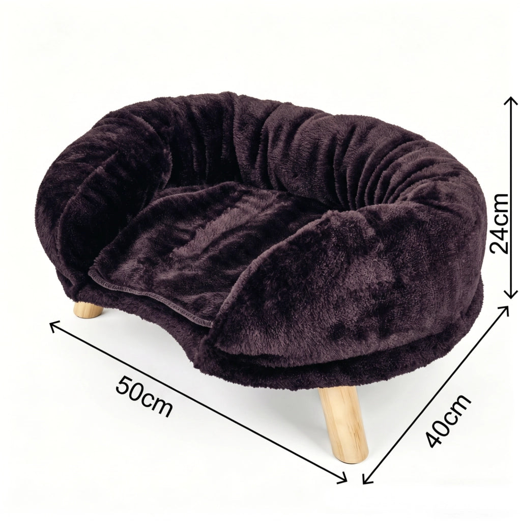Divanetto per gatto 50 x 40 x 12,5 cm poliestere marrone scuro, compatto e silenzioso