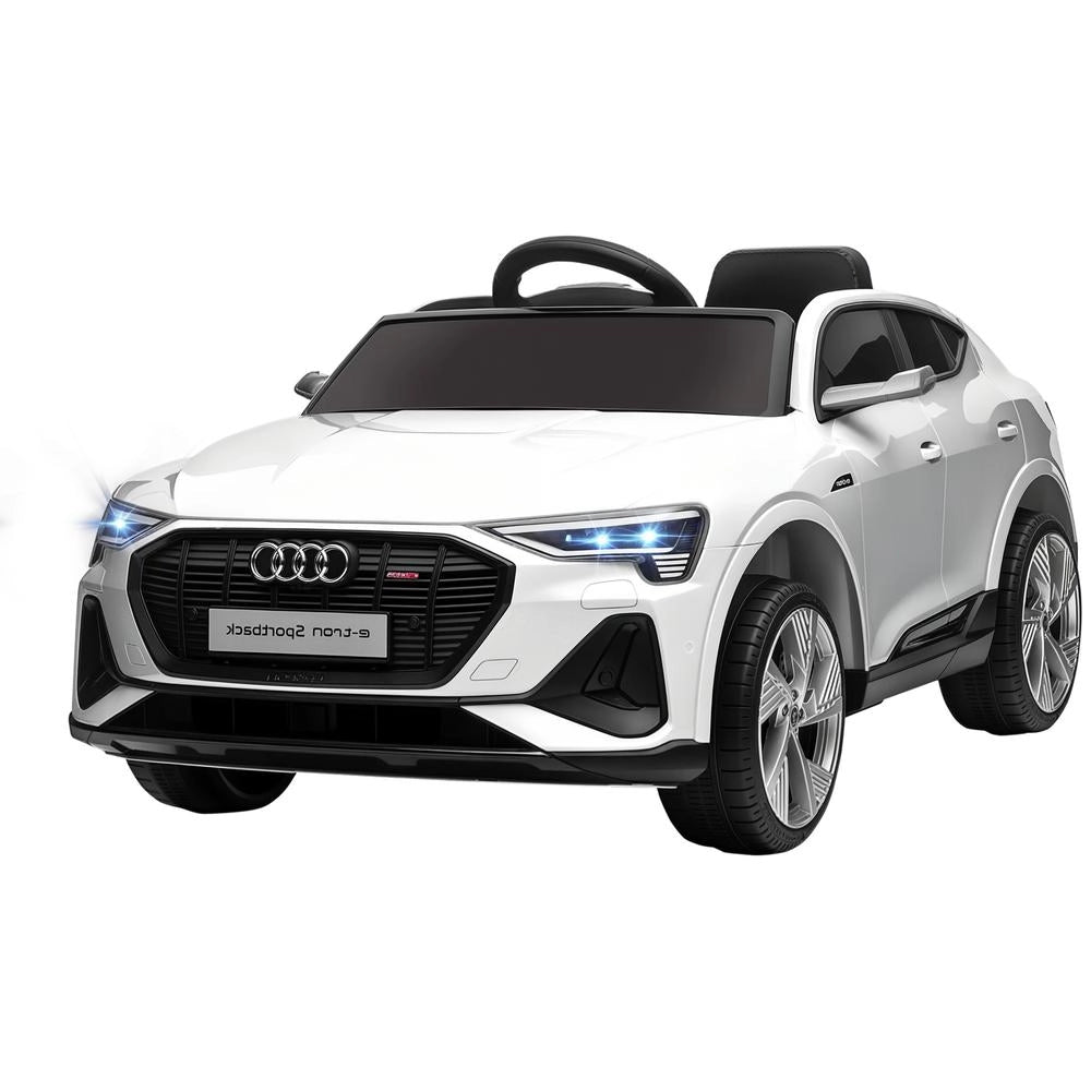 Audi e-tron Sportback Auto elettrica per bambini 12V con telecomando 2.4G luci LED suoni e USB colore bianco