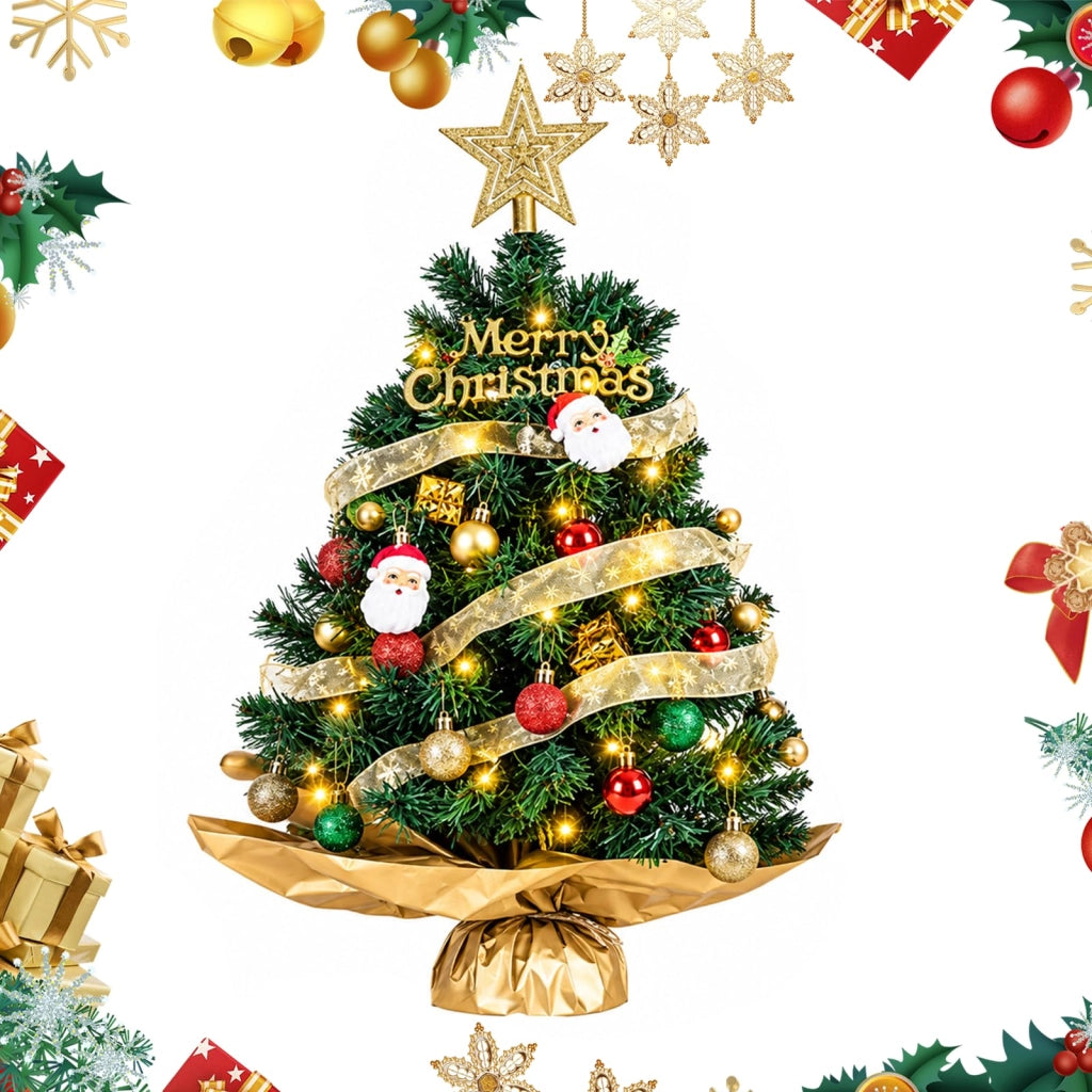 Albero di Natale artificiale, verde, decorato, altezza 44 cm