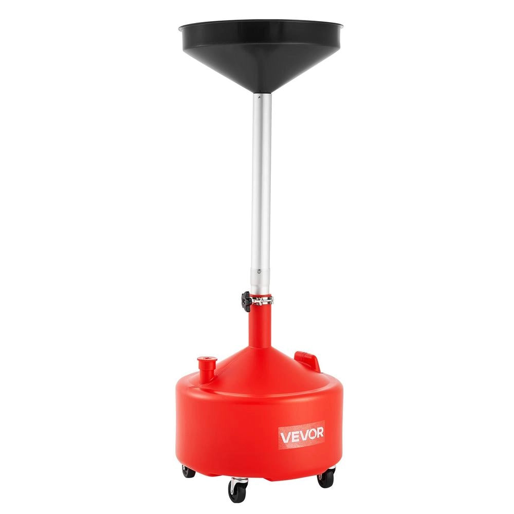 Serbatoio di scarico per olio esausto 30 L con imbuto regolabile 420 mm e ruote, recuperatore fluidi per officina in PE, rosso FF-907S