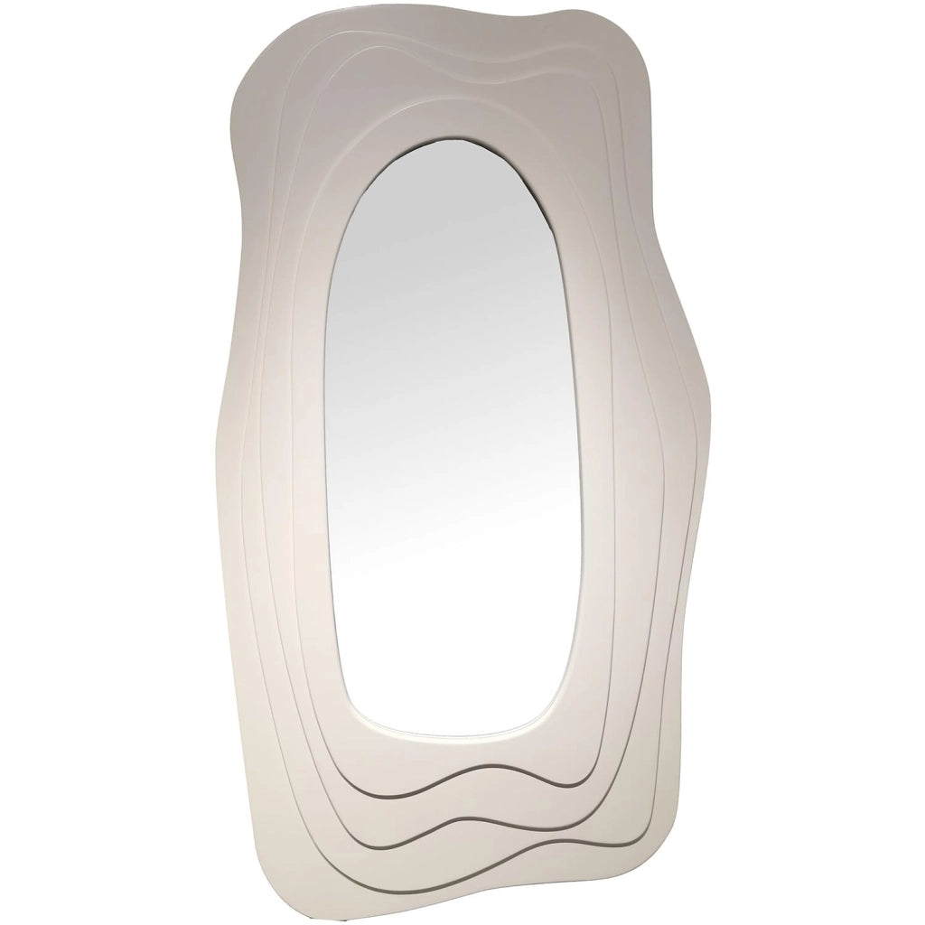 Specchio da parete, rettangolare, con cornice in legno, bianco, dimensioni 90 x 4 x 165 cm