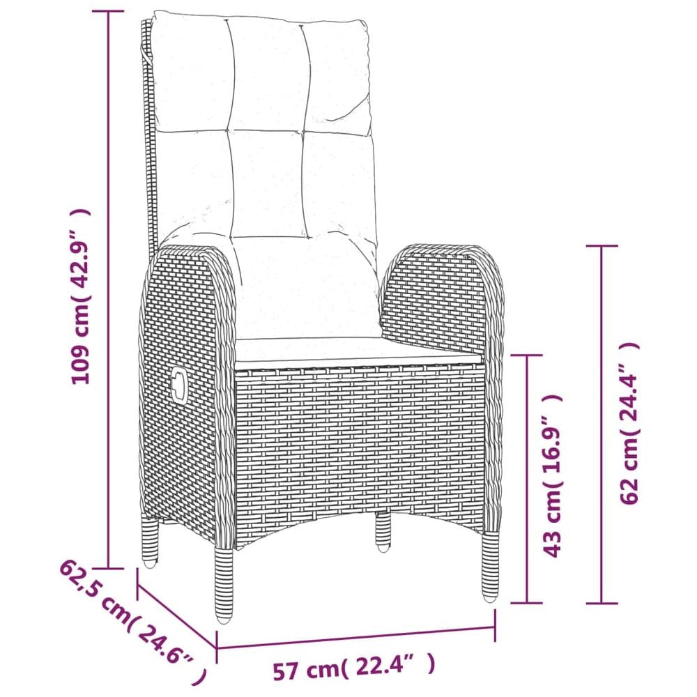 Set Divani da Giardino 3 pz con Cuscini Nero in Polyrattan