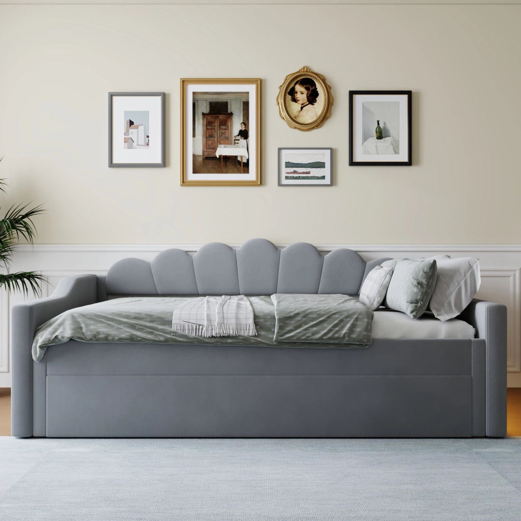 Letto daybed 140x200 cm con letto estraibile e LED a 7 colori; grigio