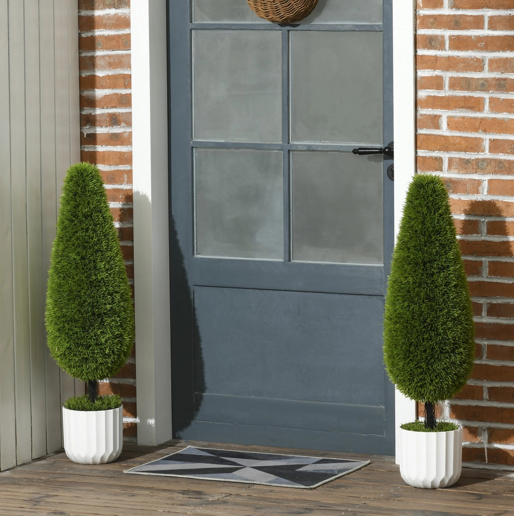 Set di 2 cipressi artificiali in vaso, altezza 90 cm, verdi