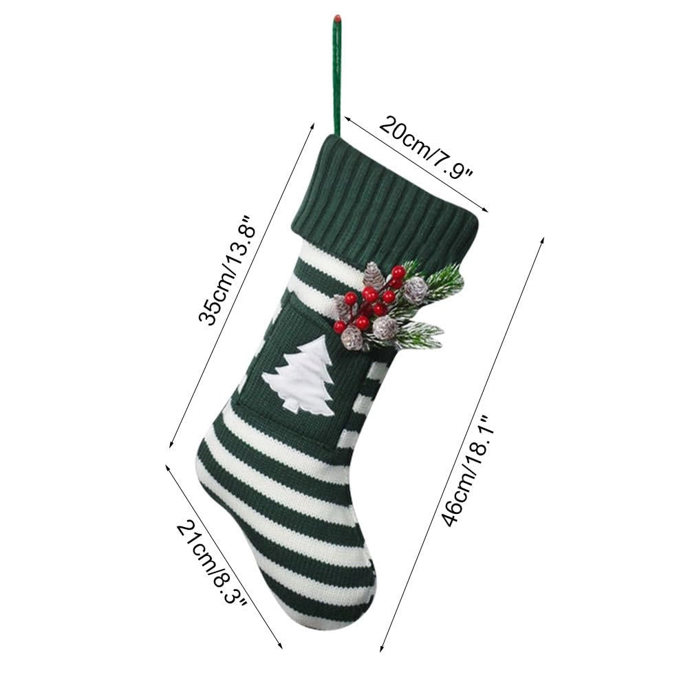 Calze natalizie in maglia, 46x20 cm, a righe rosse e bianche e verdi e bianche
