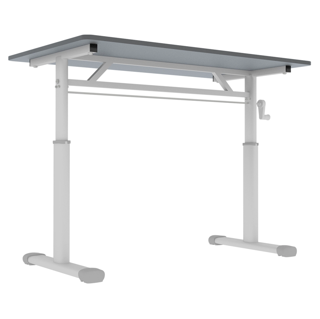 Scrivania regolabile in altezza 100x60 cm grigio – a manovella; compatta