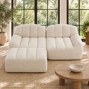 DIVANO modulare angolare 2 posti con pouf 210x165x79 cm beige e bianco