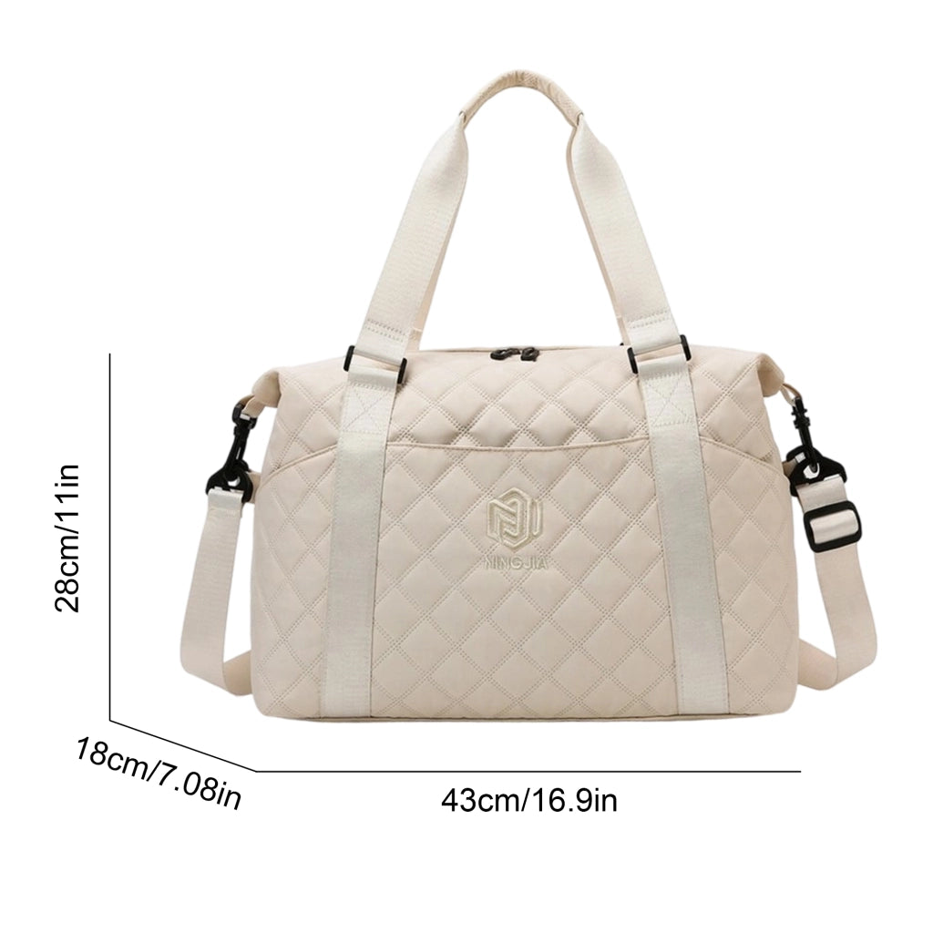 Borsa sportiva da viaggio beige 43×28×18 cm con tracolla