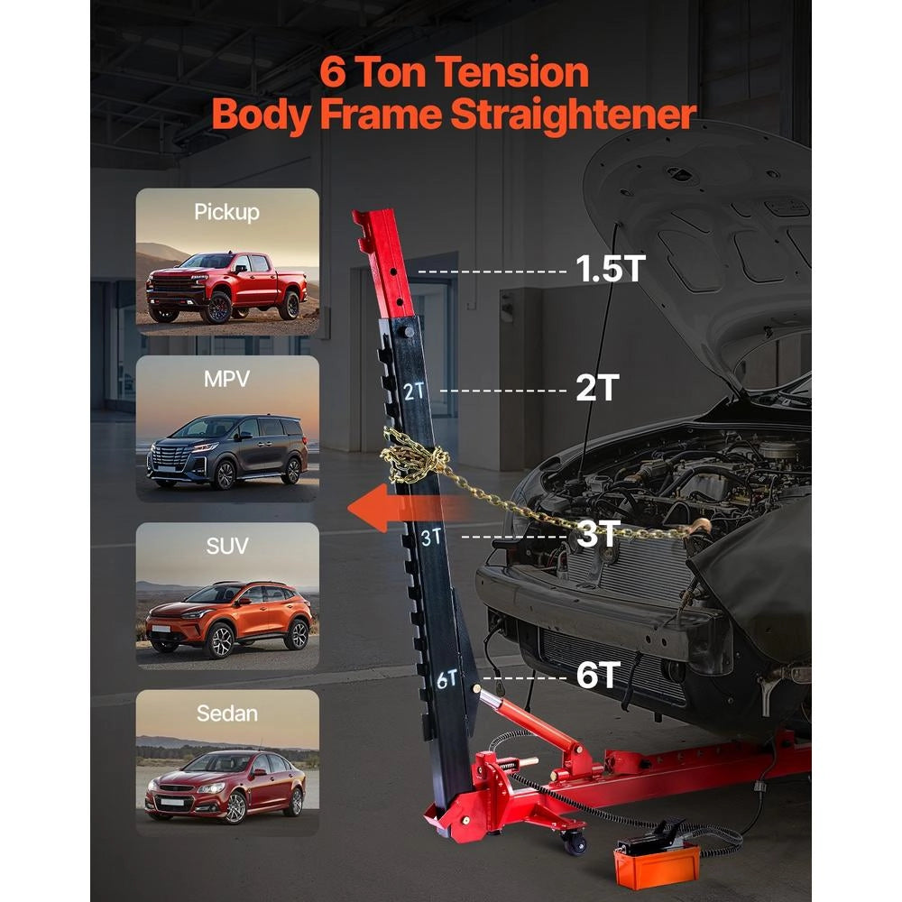 Raddrizzatore per Carrozzeria JT-20 Tensione 6T Cric Airbag 3T Pompa a Pedale 16 Strumenti per Officina Riparazione Auto Berline SUV Robusto Regolabile