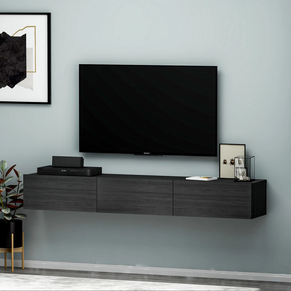 Lariano, Mobile Porta tv 3 Ante, 180x31x26h cm Nero