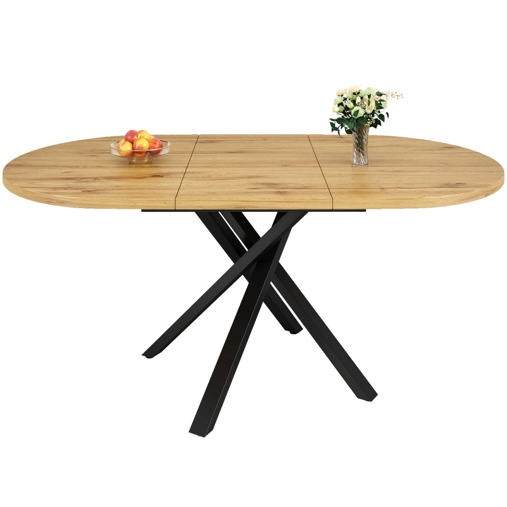 Tavolo da pranzo rotondo allungabile effetto legno 100-140 cm