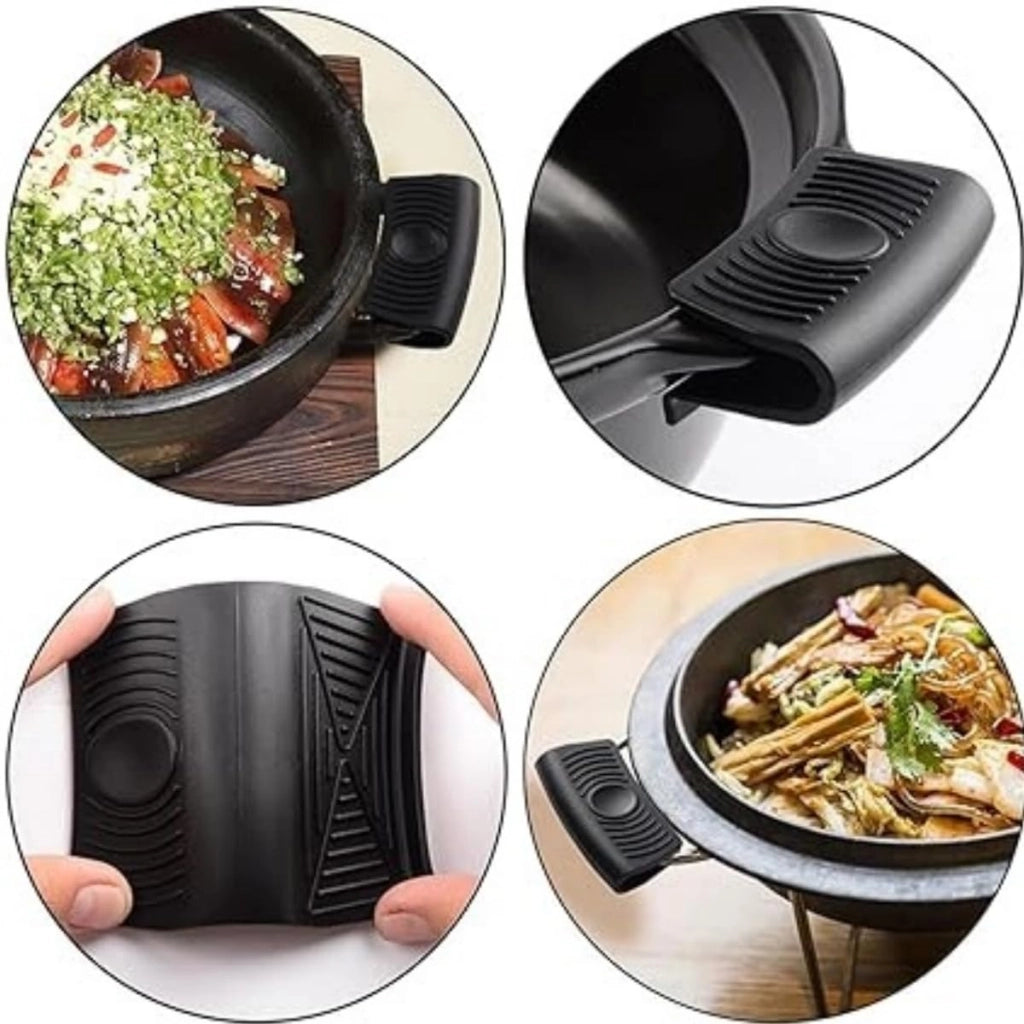 Set di 4 supporti in silicone per maniglie di pentole, resistenti al calore, anti-scottatura