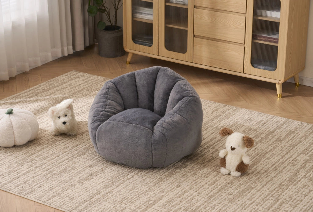 Poltrona a sacco per bambini 75x70x52 cm poliestere grigio chiaro