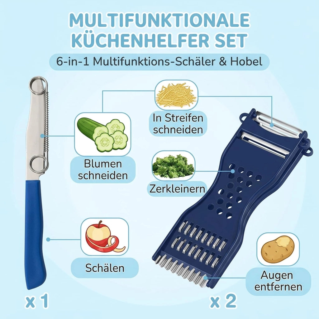Set di tre pelapatate per verdure, con manico ergonomico