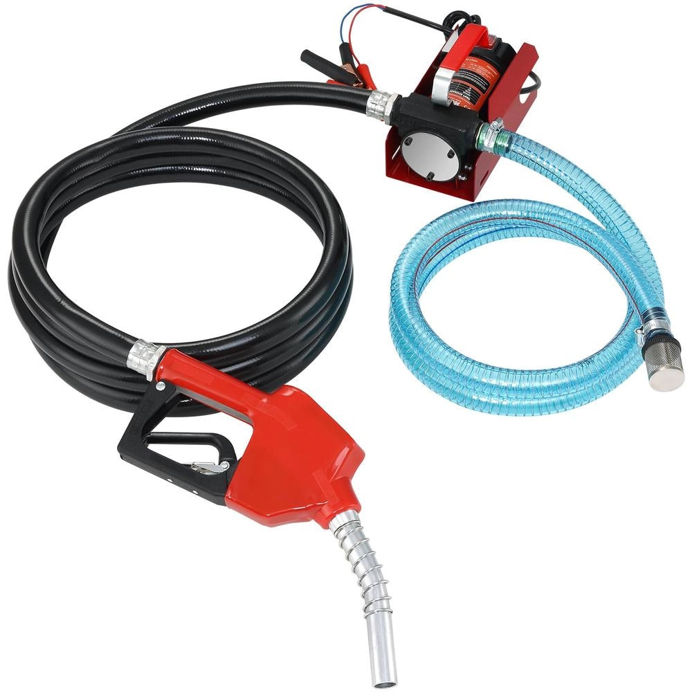 Pompa Travaso Diesel DCFD40A 12V 186W Portata 37,8L/min in Lega di Alluminio e Ghisa Robusta Portatile per Officina e Fai da Te