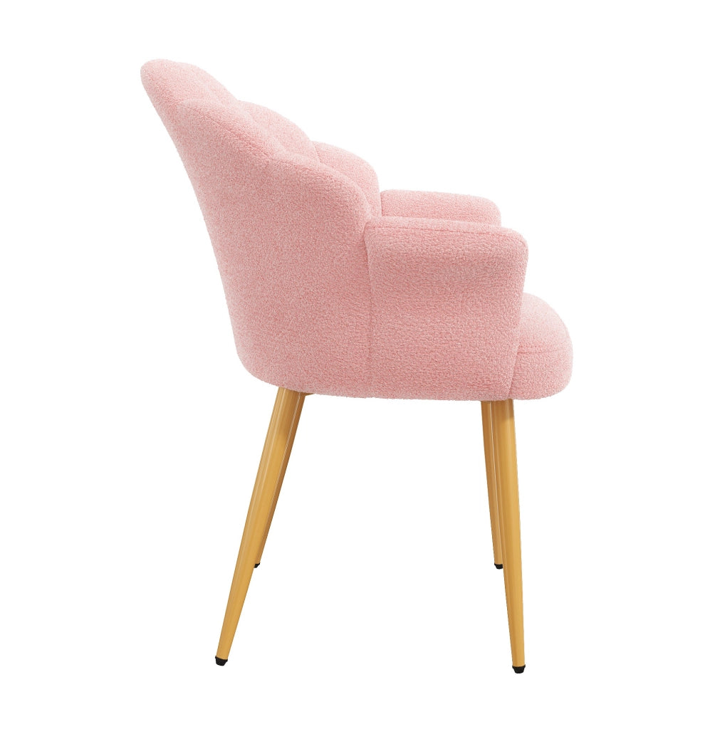 Poltrona con braccioli 64x65;5x85 cm in tessuto peluche rosa con cuscino