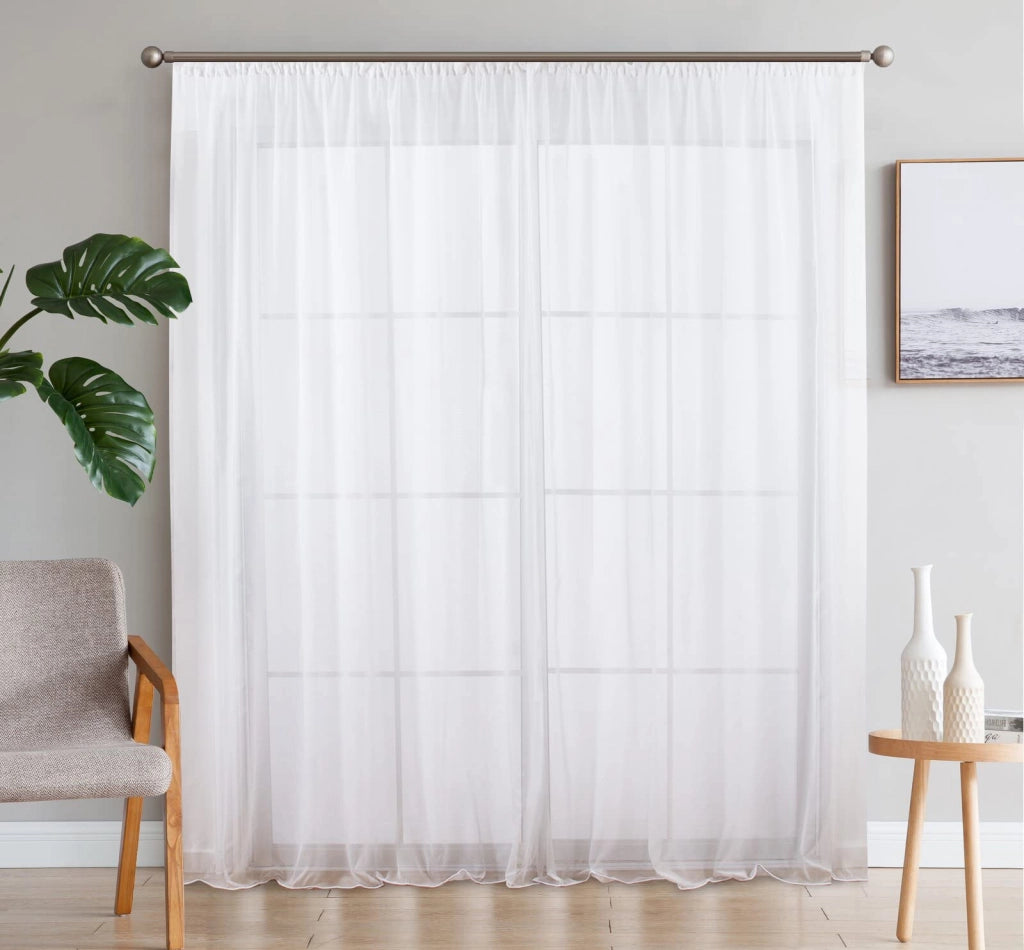 Tende a velo, set da 2, colore bianco, 140x145 cm, trasparenti